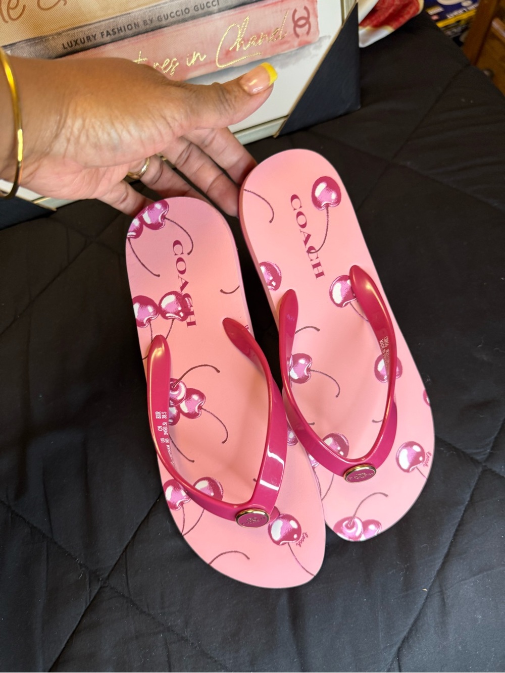 Coach Zayn Cherry Print Flip Flops – Size 8B